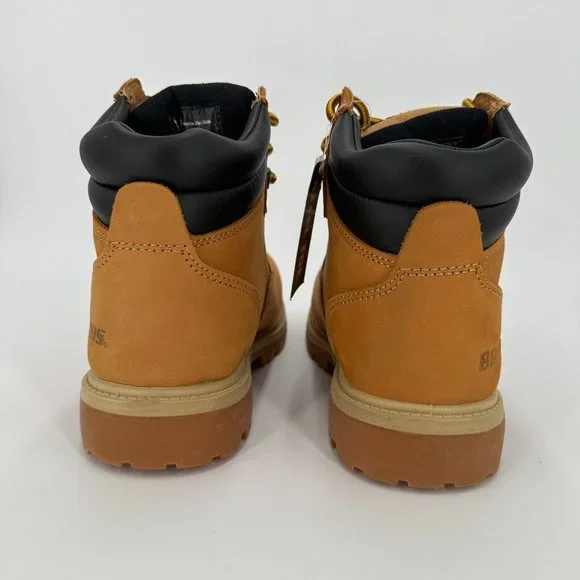 Brazos Men's Steel Toe Boots 6" Lace-up Work Shoes sz 8 Wheat Nubuck Waterproof* - Picture 3 of 7
